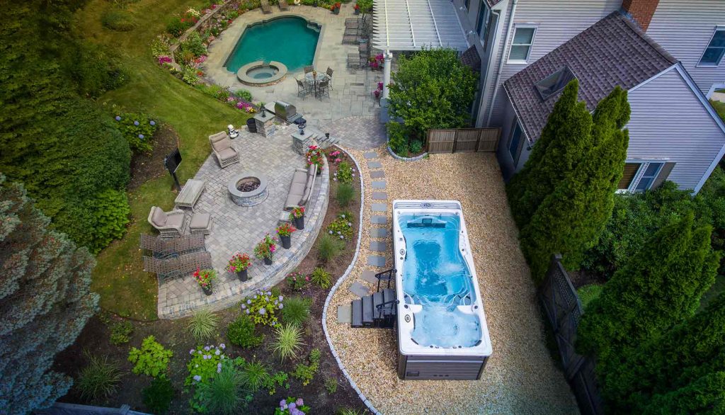 Swim Spa in backyard